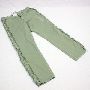 NWT Gymboree Girl's Skinny Ruffle army green Jeans